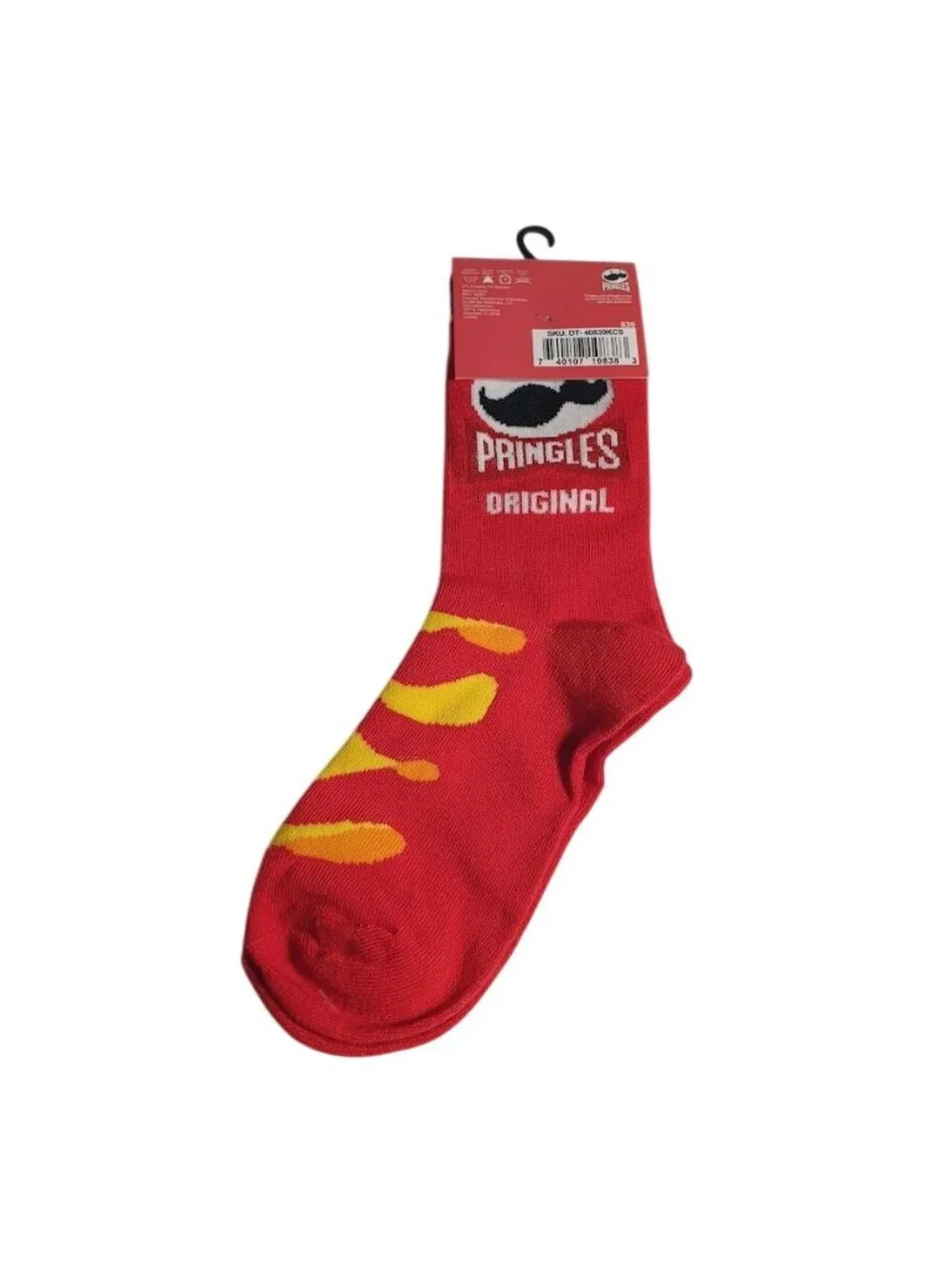 Pringles Original Kids Crew Socks Red Yellow Age 7 to 10 Fun Novelty Potato Chip